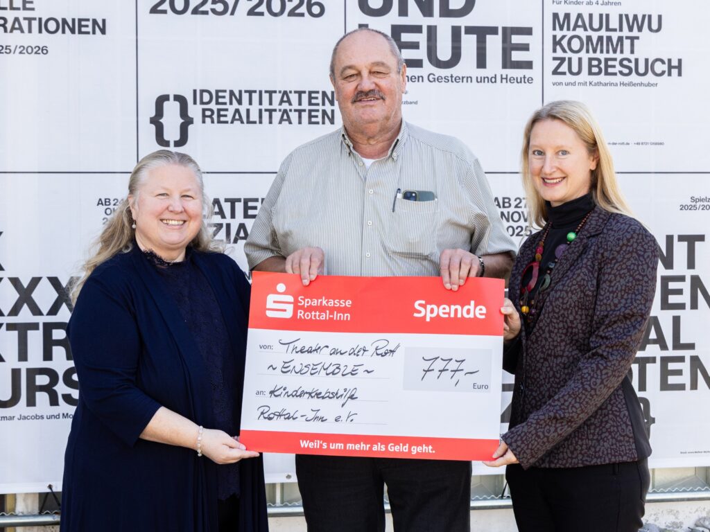 Spendenübergabe vor dem Theater